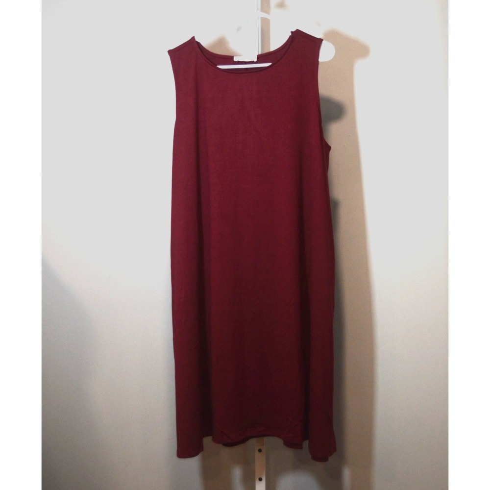 NWOT Zenana Size 2X Burgundy A-line Pullover Knit Shift Dress Pockets Soft Feel